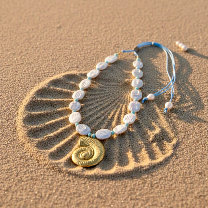 The Tidal Charm adjustable necklace captures the beauty of the ocean. It features baroque crushed coin pearls, each uniquely formed to celebrate the individuality of beauty.