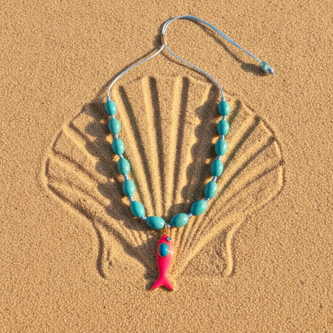 Pink Fish & Turquoise Knots