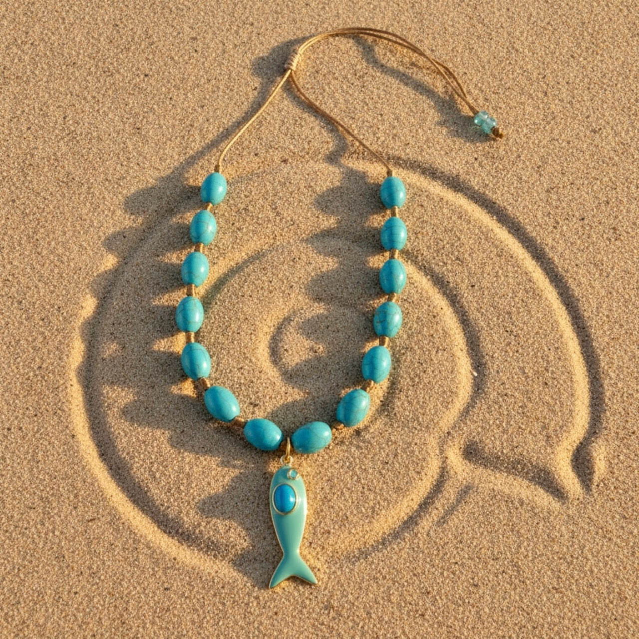 Aqua Fish & Turquoise Knots